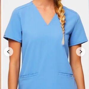 Figs Casma Scrub Top Ciel Blue